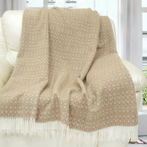 Плед "ONTARIO", 140х200, 100% новозеландск шерсть, 24S/"TIRAMISU, бел-куб.пес-т.кор, "VLADI" Украина