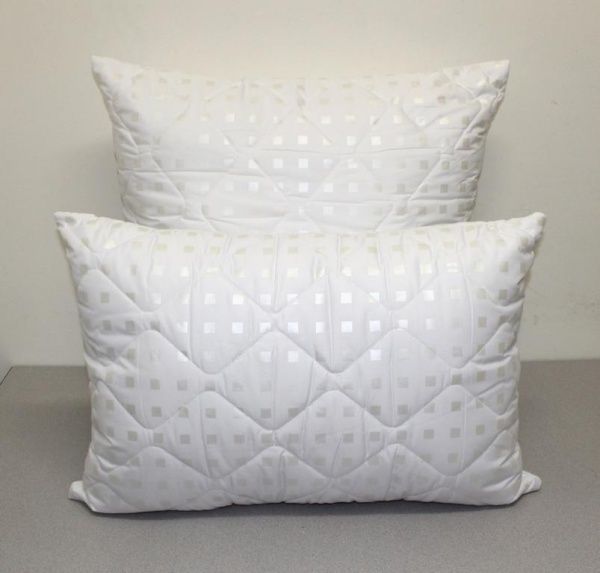 Подушка "Лебяжий пух", 70х70, чехол стеганый, тик смесовый белый ,пресс,(Миланика)