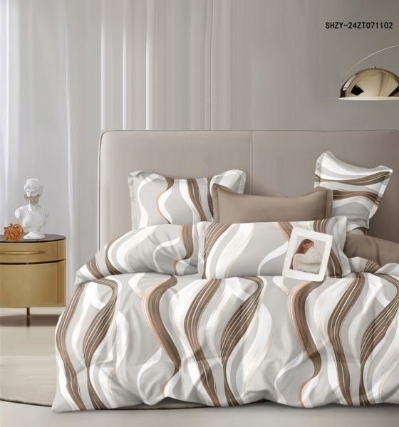 Постельное белье Поплин набивной рис № 6769 2х сп.евро пр (под175х215,пр 220х240,нав.70х70-2 шт),