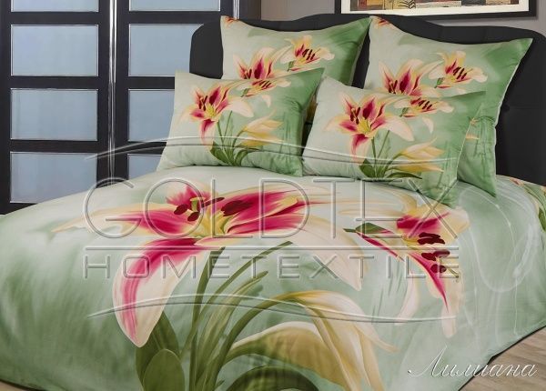 Постельное белье сатин набивной "3D" Евро, Лилиана "ГолдТекс"