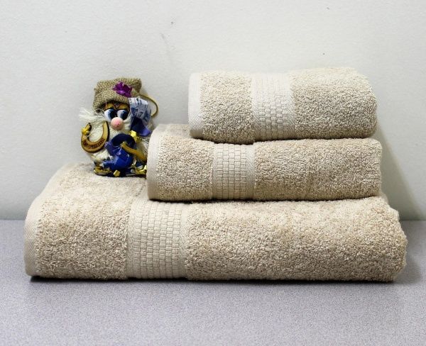 Полотенце махровое 40х70 бежевый 450 гр. Узбекистан