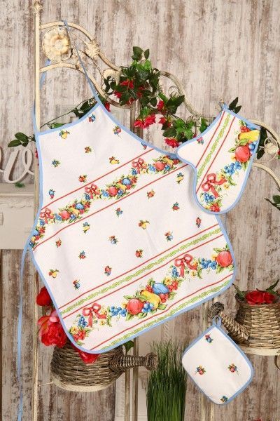 Набор кухонный (фартук, прихватка, варежка) рогожка, Авиком