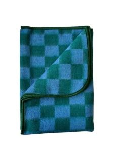 Д. Одеяло шерст, 72%-ш.,20% -п/э,8%-пан, 100х140, клетка, цв. сер-зелён.,тесьма,пл.550г/м2 Пушкино