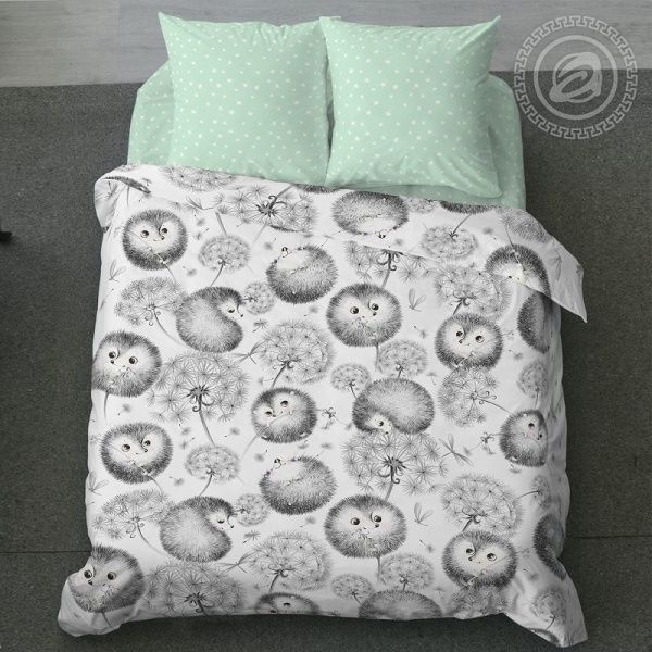 Постельное белье Поплин детский "Ежата" 1,5 сп ,пл 115 гр/м2