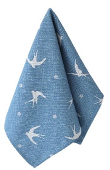 Полотенце кухонное "Ласточки",размер 40х60см, цвет темно-синий, жаккард, Вологда