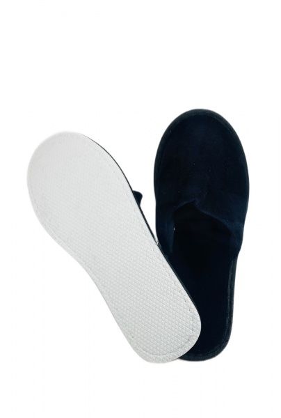 Тапочки велюровые чёрные, закрыт. мыс, подошва ЭВА 4,5 мм. мод.В-111