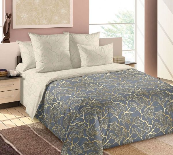 Постельное белье Перкаль 1,5 сп Золотой день (под.150*215, простыня 150*220,наволочка 70*70-2 ш